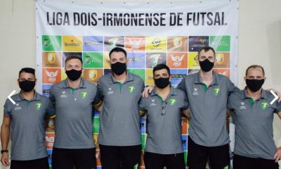 Dirigentes que comandam a Lifusa durante reunião-jantar na Arena Sabiá (Santa) do comeco sexta Liga Futsal MT (créditos: RS ESPORTES)